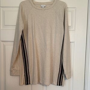 J. Jill Cream Long Sleeve Top with Black Accents